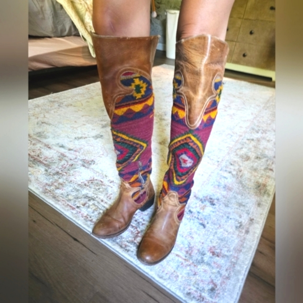 Colorful Patterned Knee-High Boots - Picture 6 of 16